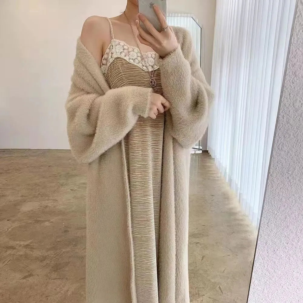 LONG WOOL CARDIGAN – OPEN FRONT COAT