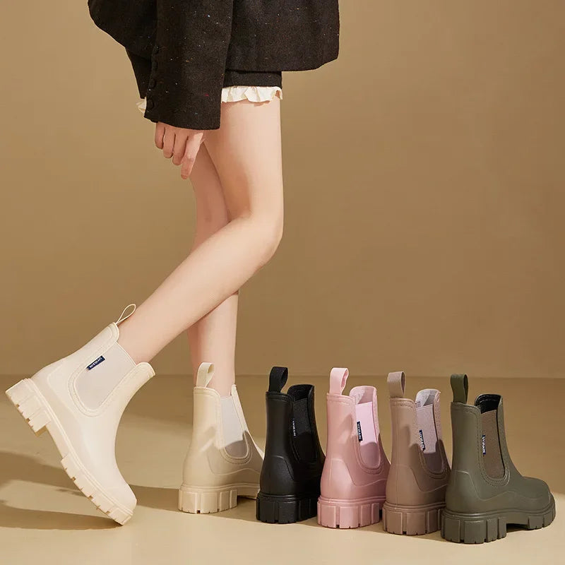 RAIN BOOTS | CHELSEA STYLE ANKLE BOOTS WITH CHUNKY SOLE