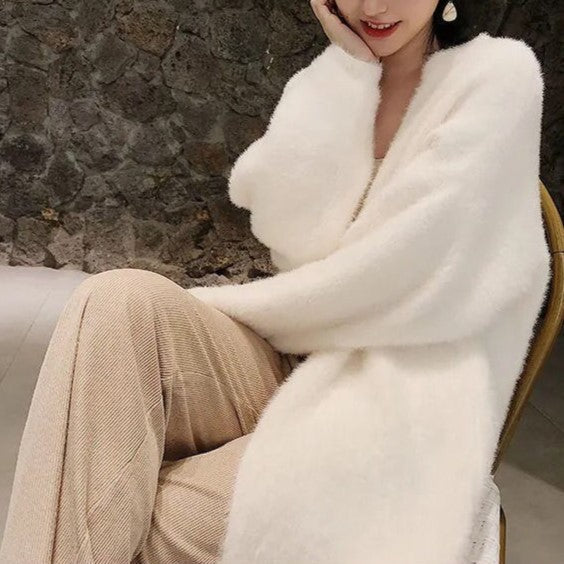 LONG WOOL CARDIGAN – OPEN FRONT COAT