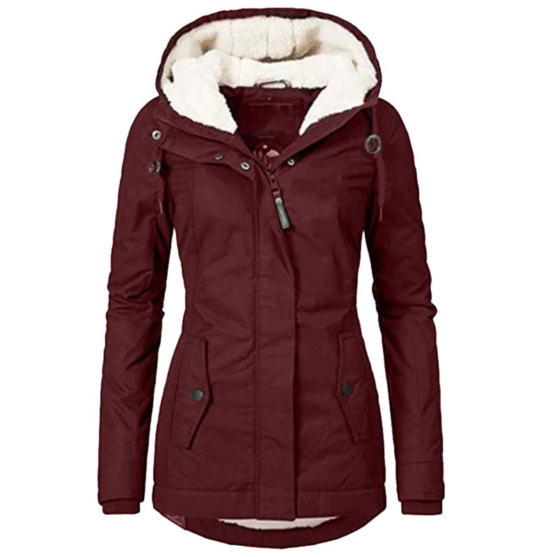 PARKA COAT | WINTER JACKET WITH FLEECE HOOD