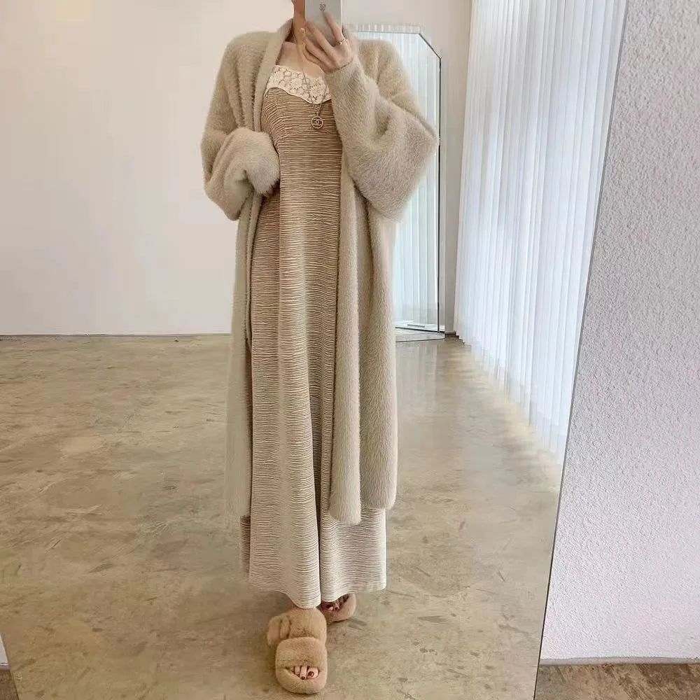 LONG WOOL CARDIGAN – OPEN FRONT COAT