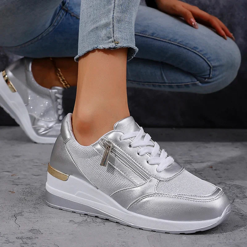 SNEAKERS | WEDGE TRAINERS WITH SIDE ZIP DETAIL