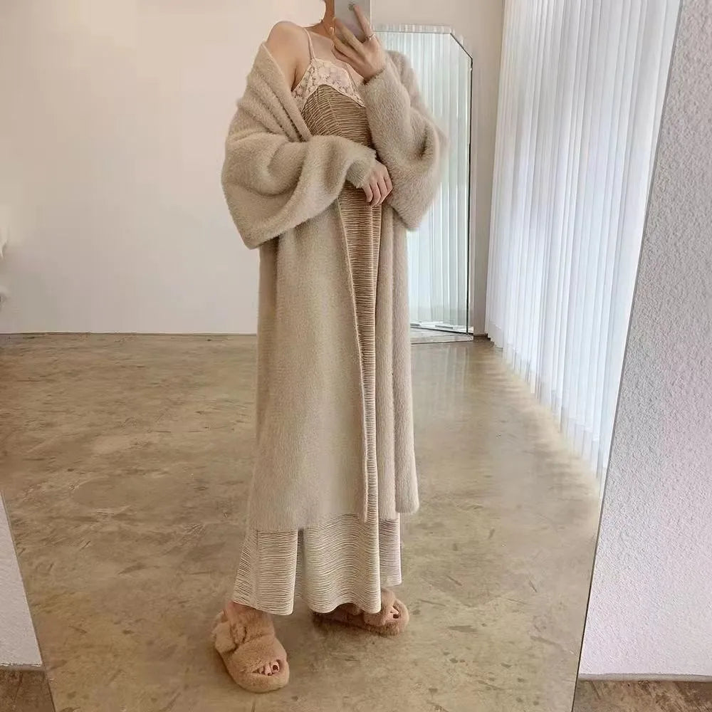 LONG WOOL CARDIGAN – OPEN FRONT COAT