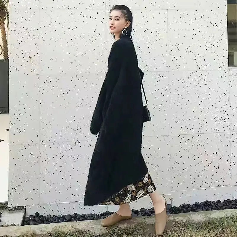 LONG WOOL CARDIGAN – OPEN FRONT COAT