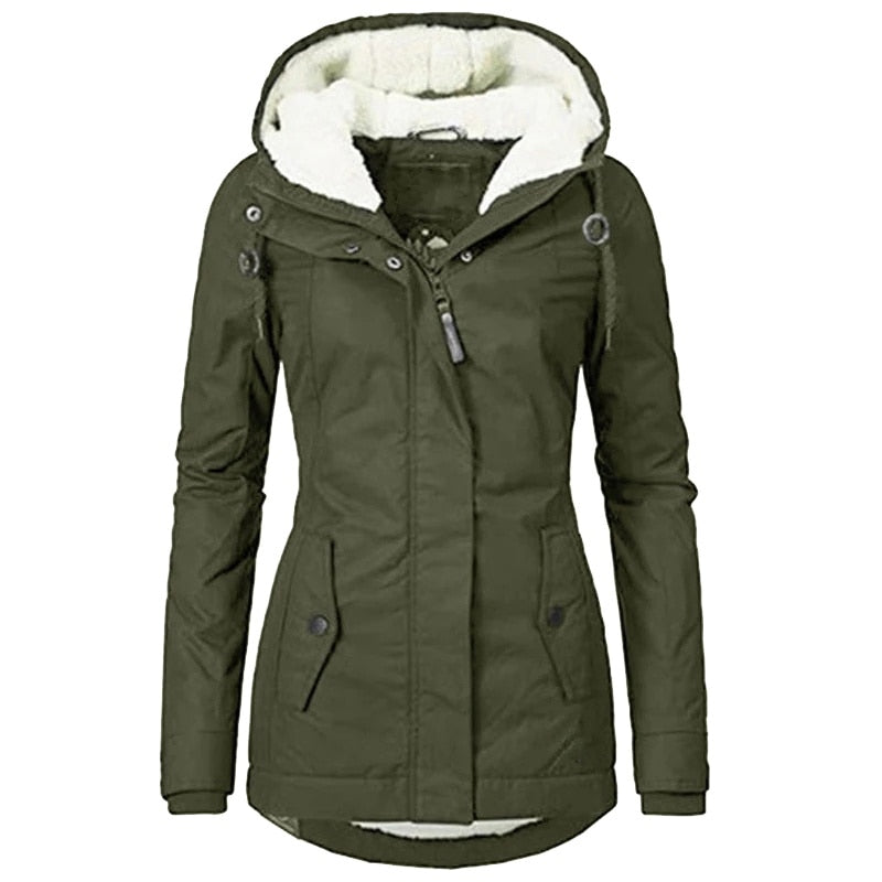PARKA COAT | WINTER JACKET WITH FLEECE HOOD