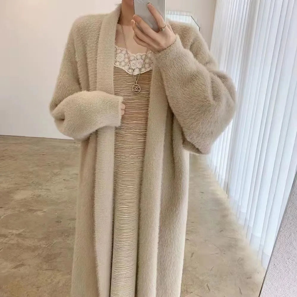 LONG WOOL CARDIGAN – OPEN FRONT COAT