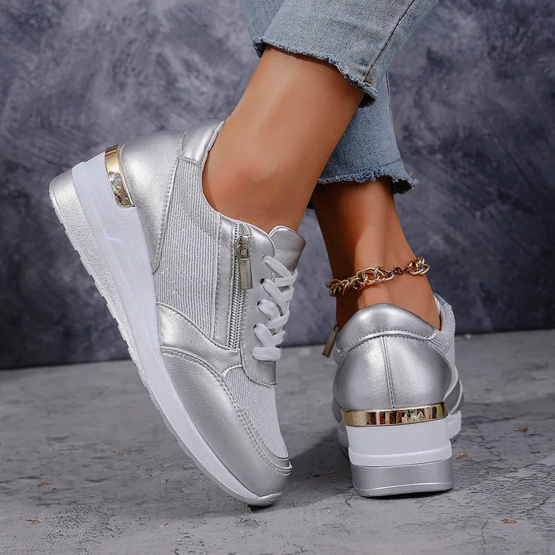 SNEAKERS | WEDGE TRAINERS WITH SIDE ZIP DETAIL