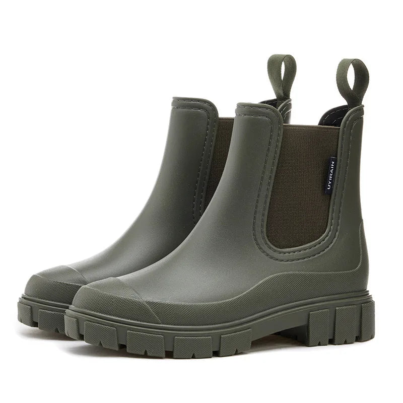 RAIN BOOTS | CHELSEA STYLE ANKLE BOOTS WITH CHUNKY SOLE