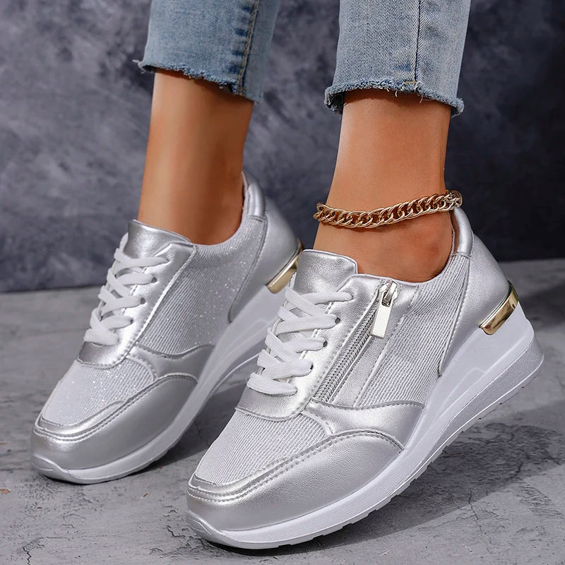 SNEAKERS | WEDGE TRAINERS WITH SIDE ZIP DETAIL