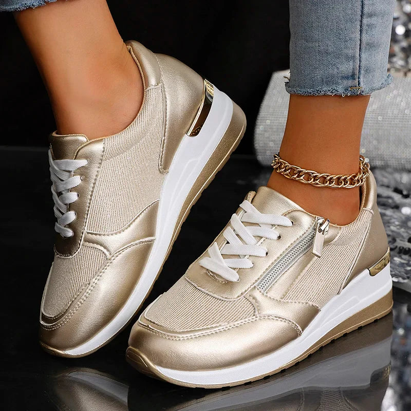 SNEAKERS | WEDGE TRAINERS WITH SIDE ZIP DETAIL