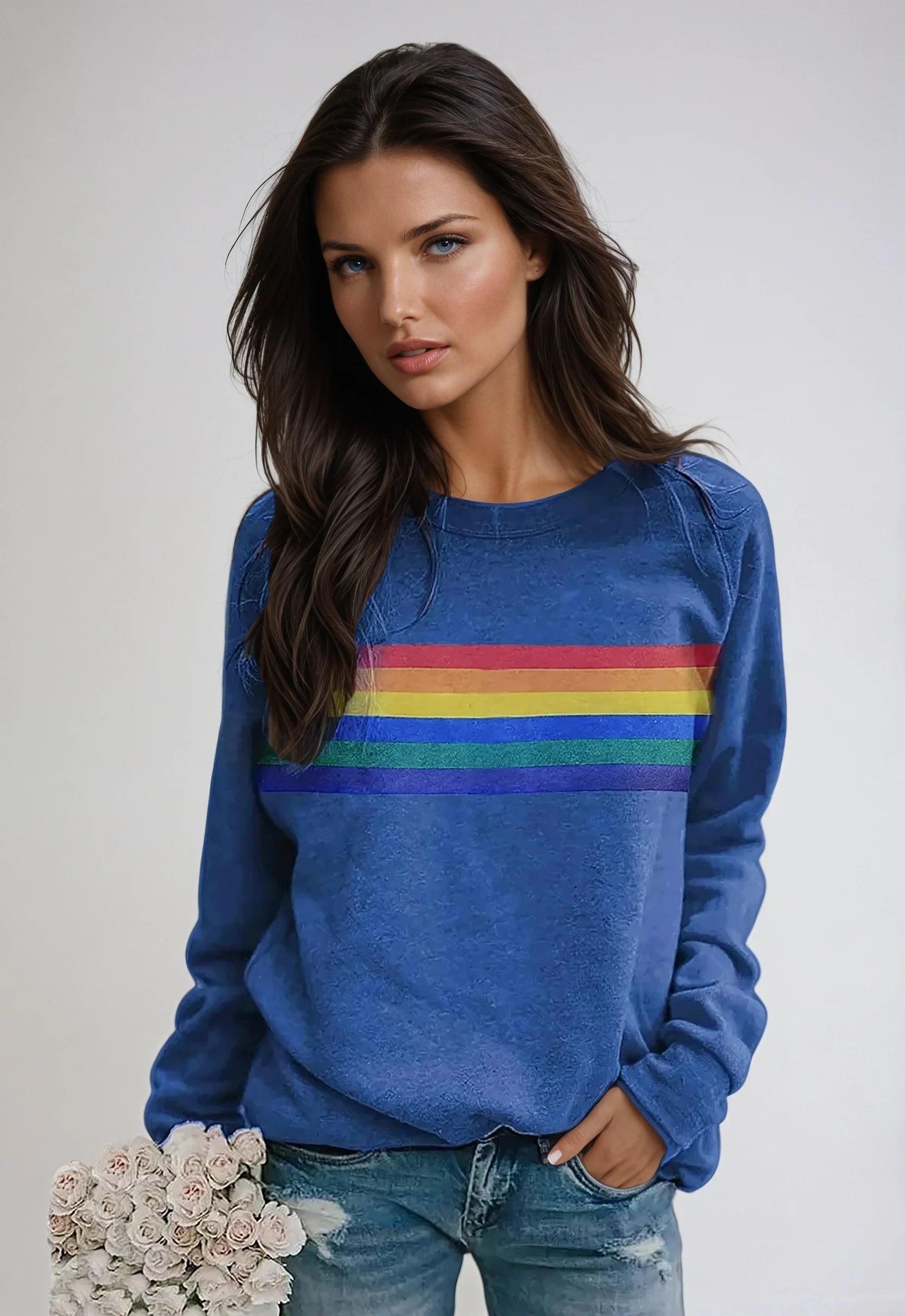 OVERSIZED SWEATSHIRT WITH RAINBOW STRIPES