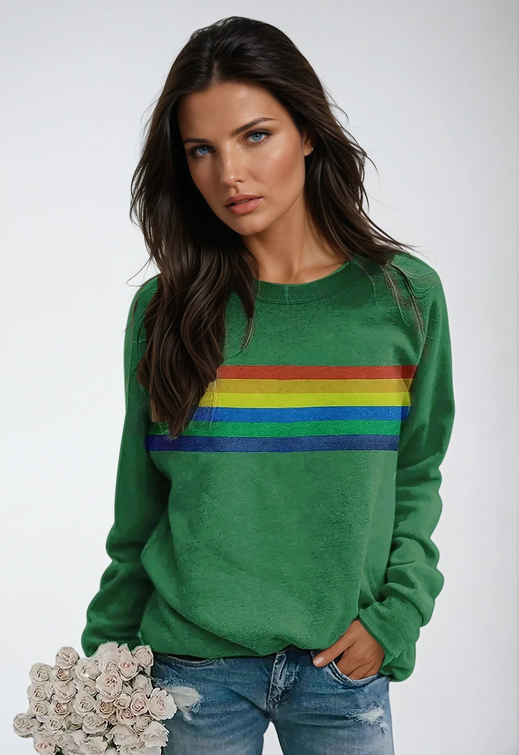 OVERSIZED SWEATSHIRT WITH RAINBOW STRIPES