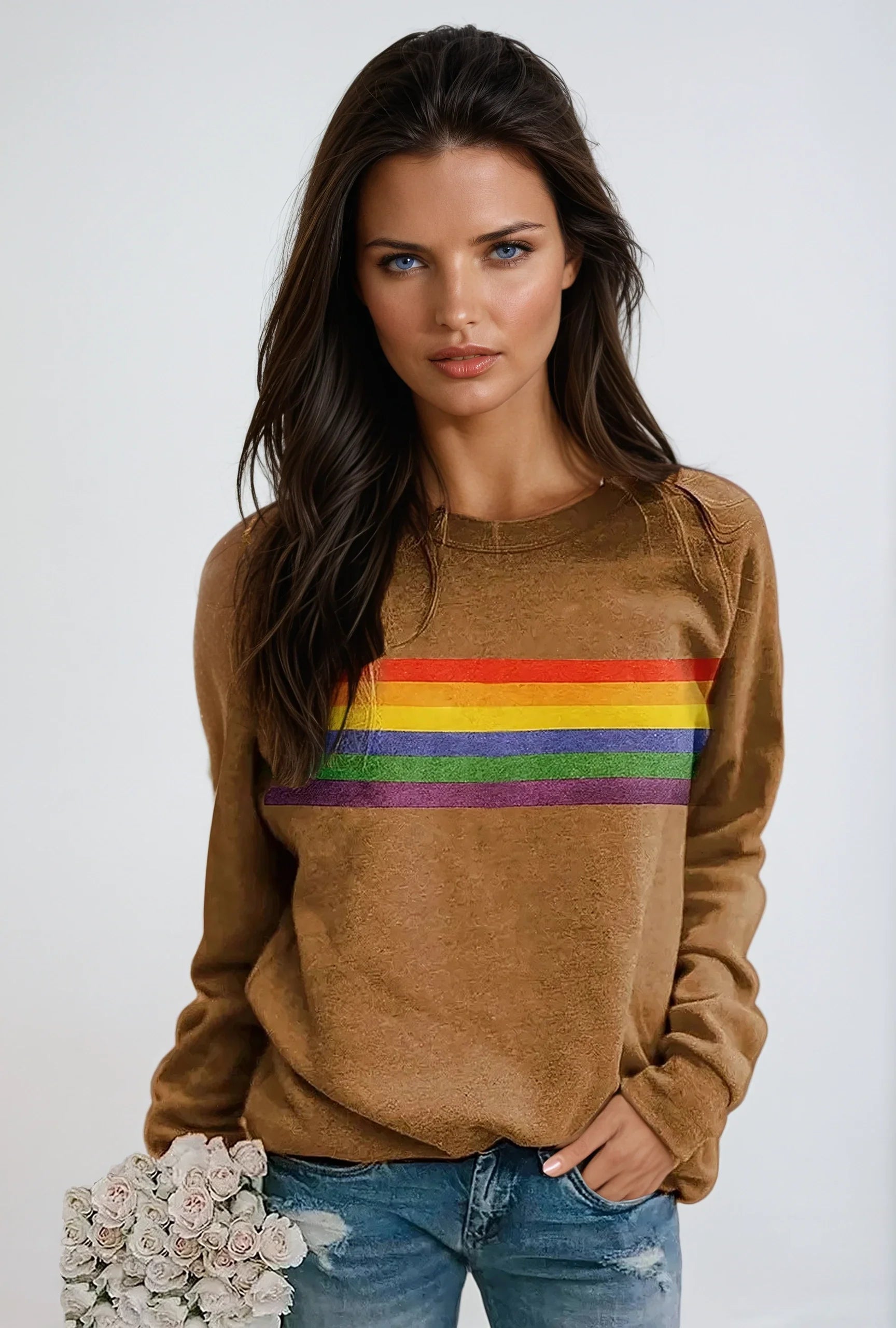 OVERSIZED SWEATSHIRT WITH RAINBOW STRIPES