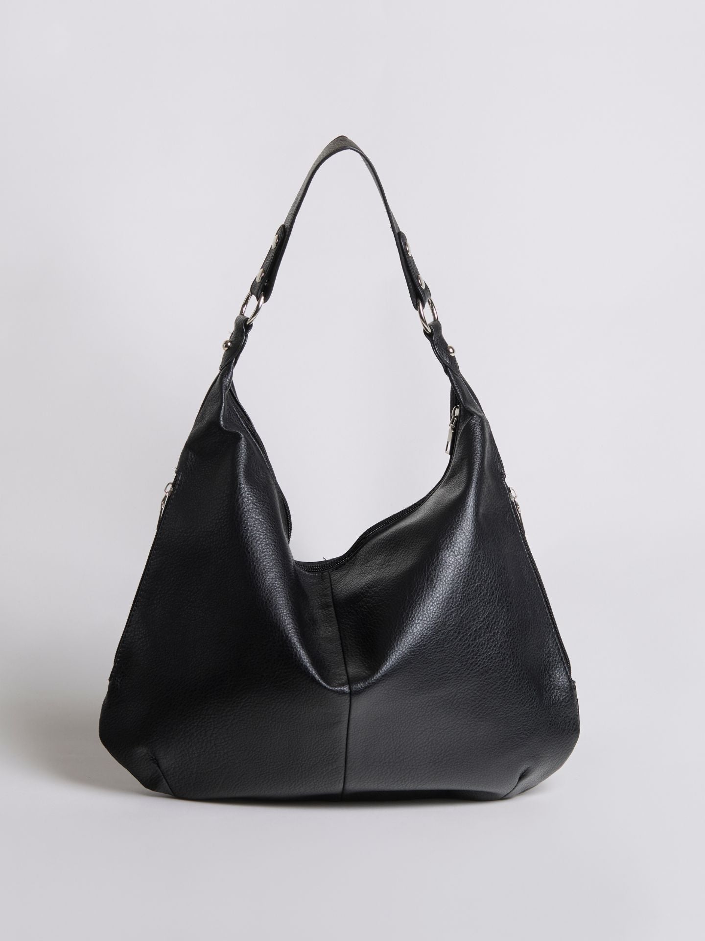 HANDBAG | SOFT LEATHER HOBO BAG WITH METAL RING DETAILS
