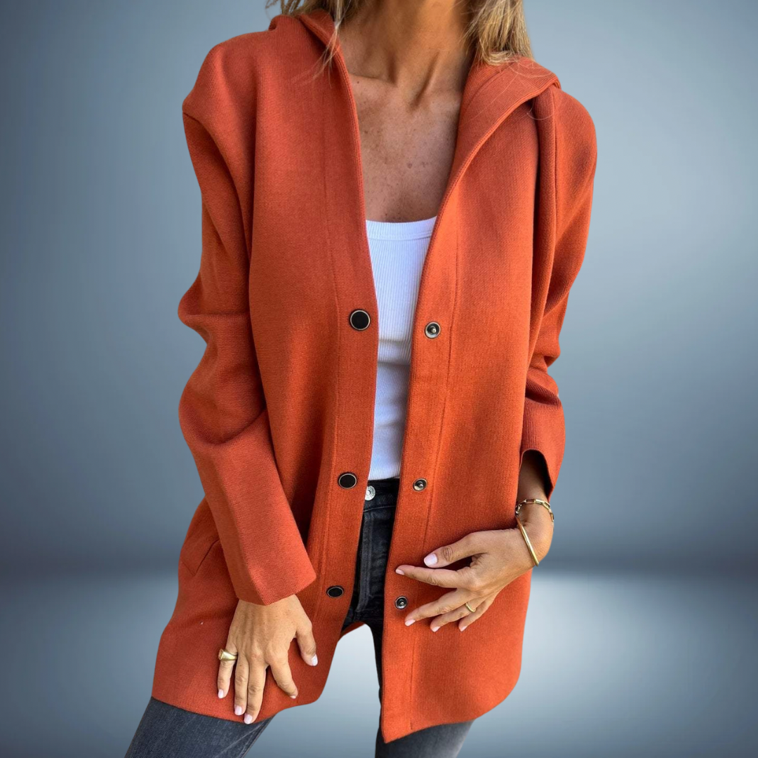 HOODED COAT | WOOL BLEND MID LENGTH JACKET