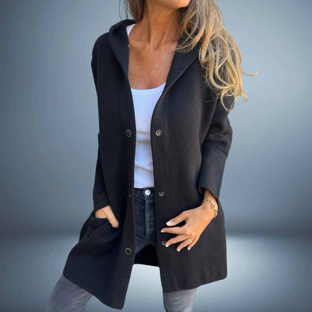 HOODED COAT | WOOL BLEND MID LENGTH JACKET