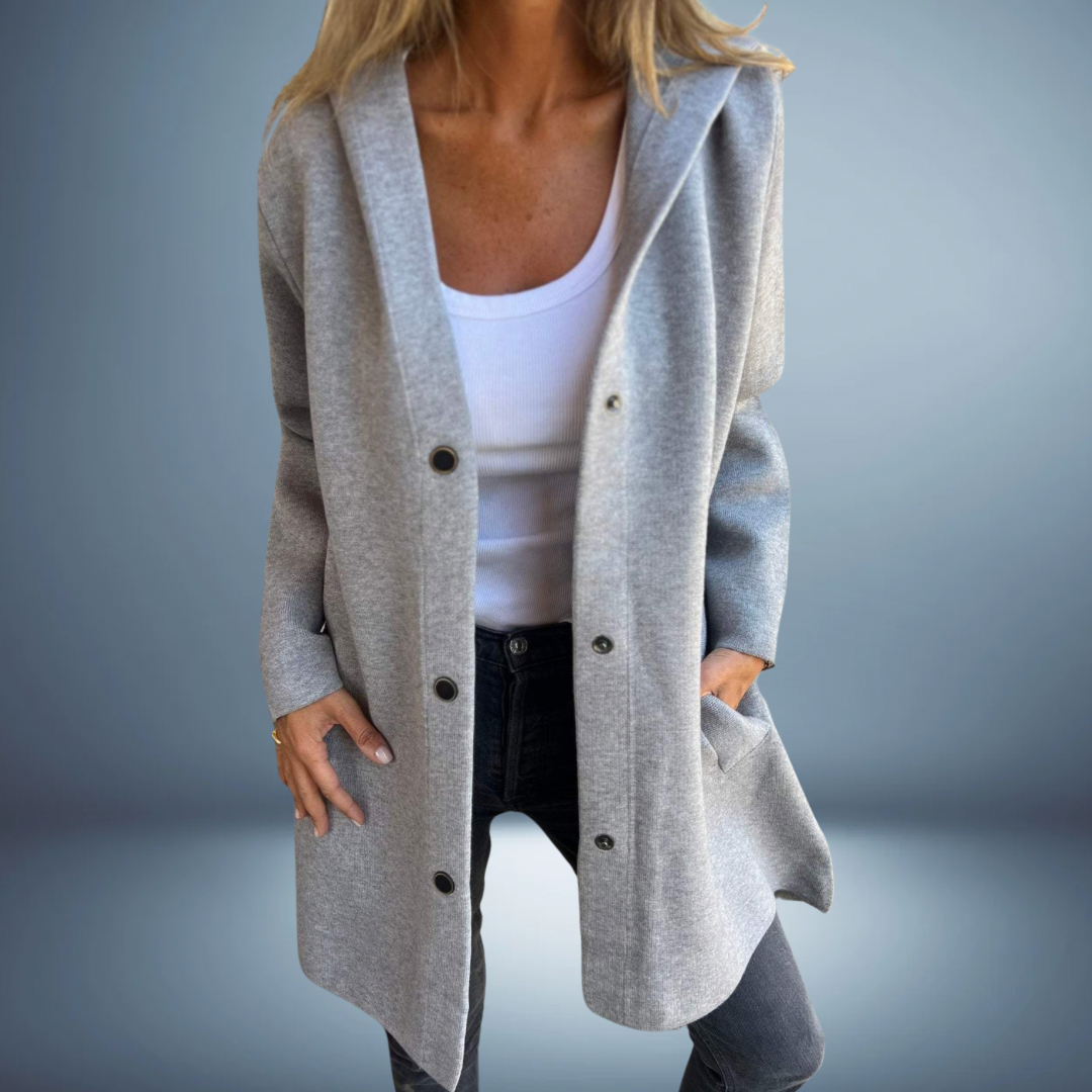 HOODED COAT | WOOL BLEND MID LENGTH JACKET