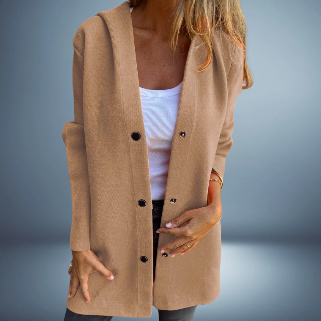 HOODED COAT | WOOL BLEND MID LENGTH JACKET