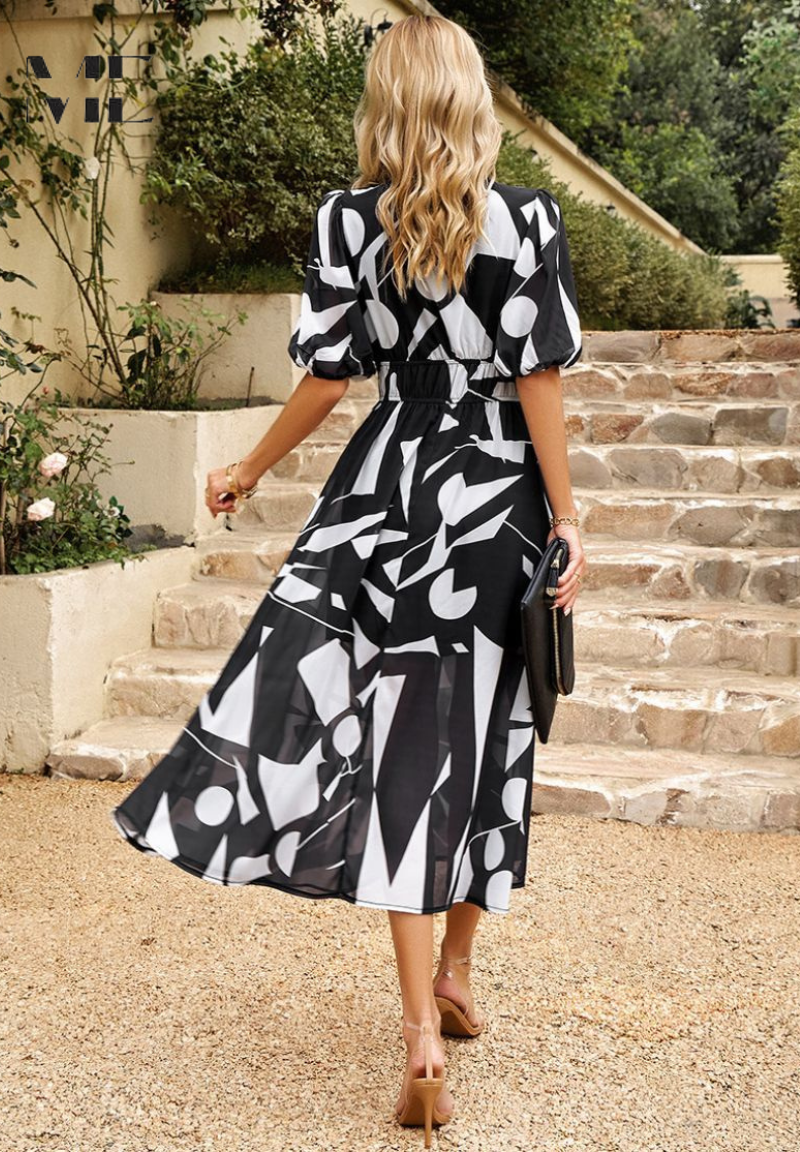 WEDDING GUEST DRESS | A-LINE FIT WITH PUFF SLEEVES