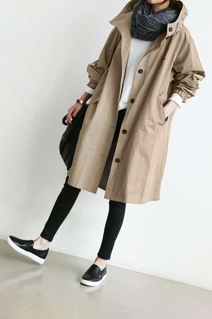 WOMEN’S COAT | LONG BUTTON-UP TRENCH