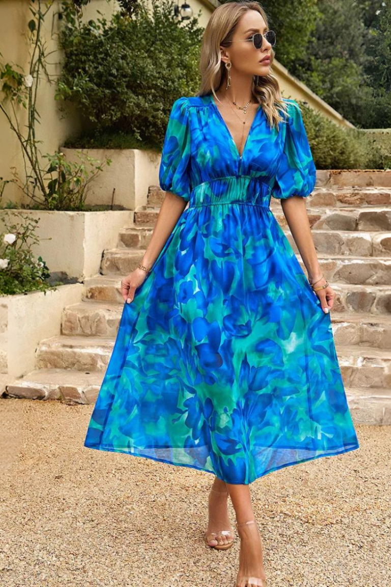 WEDDING GUEST DRESS | A-LINE FIT WITH PUFF SLEEVES