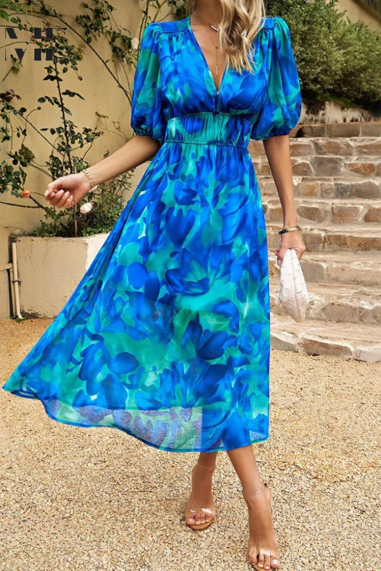 WEDDING GUEST DRESS | A-LINE FIT WITH PUFF SLEEVES
