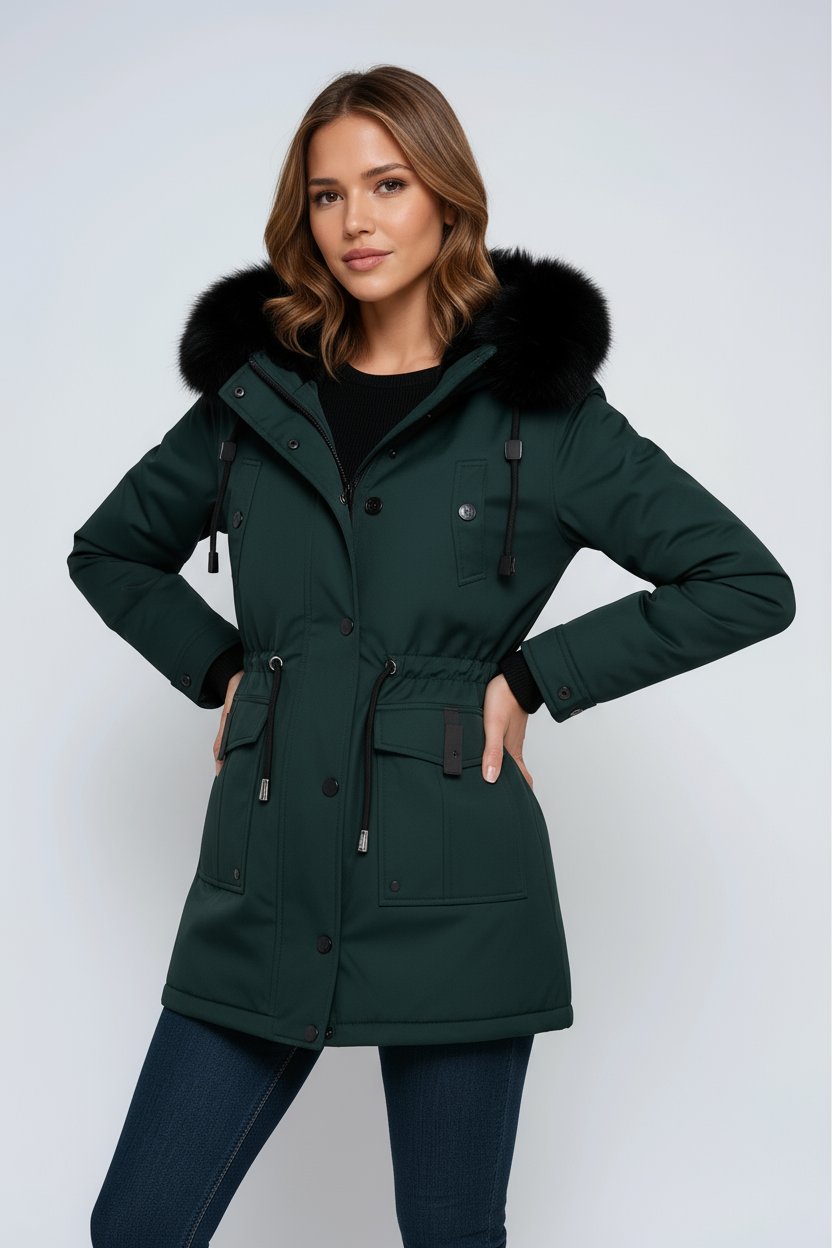 WOMEN’S PARKA COAT | WINTER JACKET WITH FUR HOOD