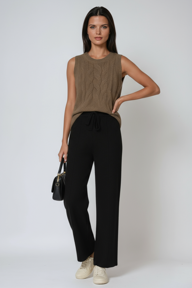 EFFORTLESS COMFORT | DRAWSTRING RELAXED FIT KNIT TROUSERS