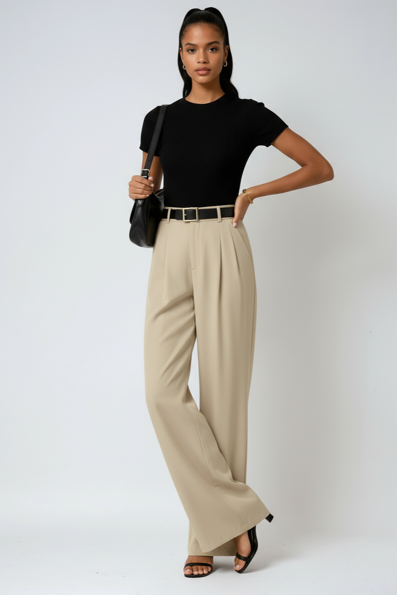 TIMELESS CHIC | HIGH WAIST WIDE LEG TROUSERS IN WHITE