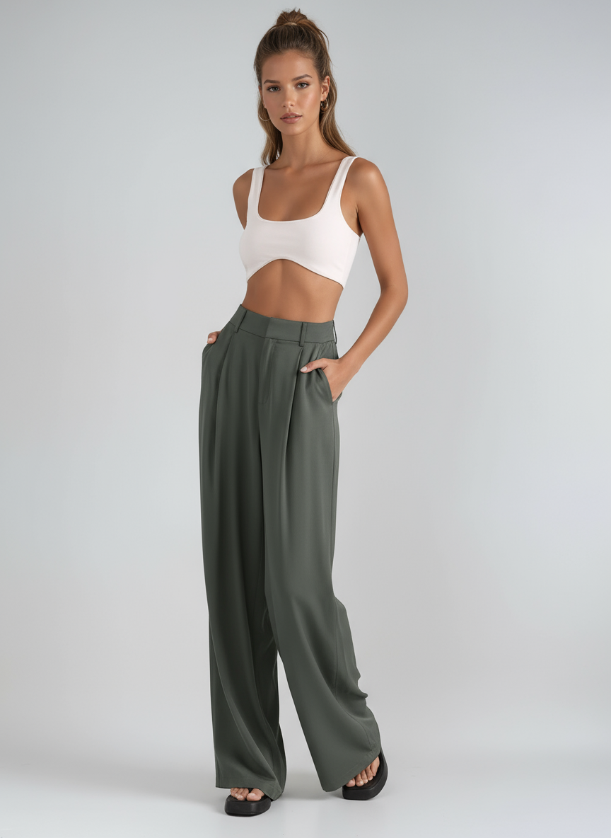 EFFORTLESS CHIC | HIGH WAIST WIDE LEG TROUSERS