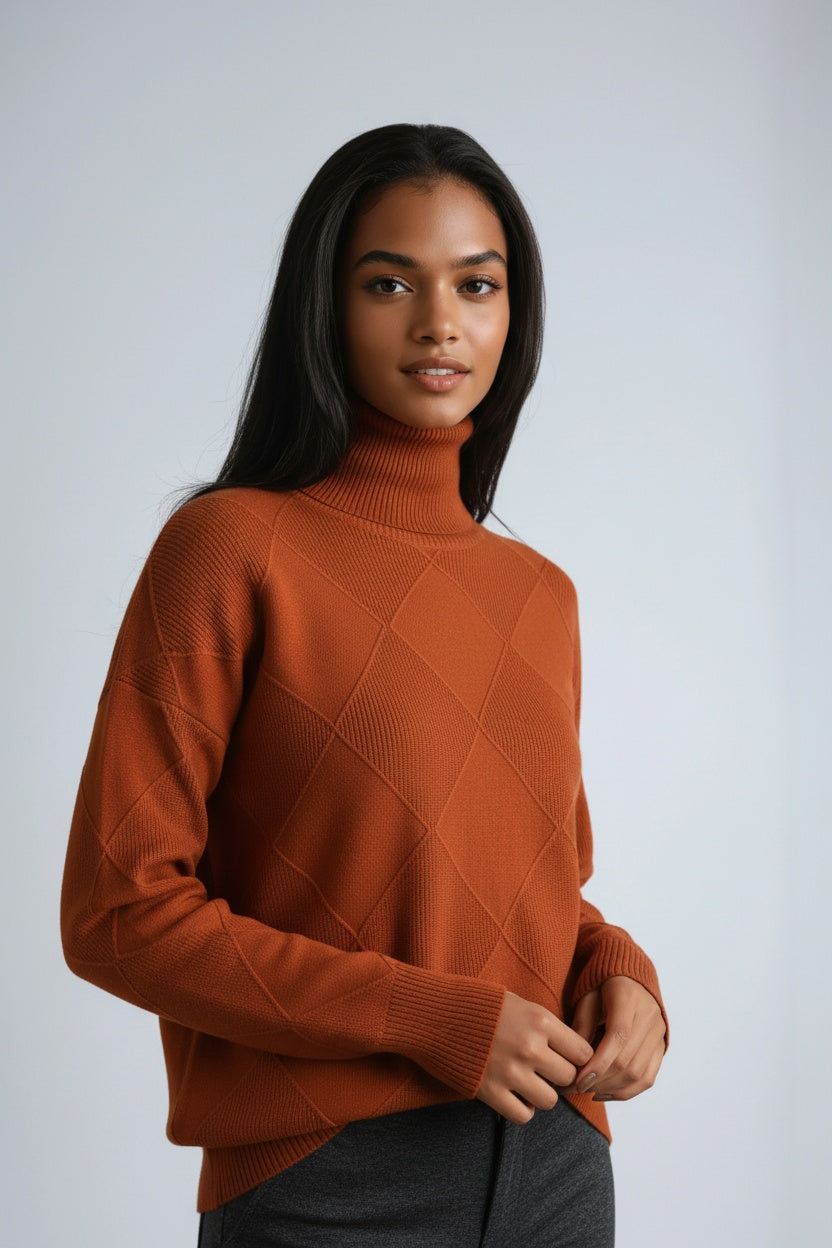 KNITTED WOOL TURTLENECK JUMPER