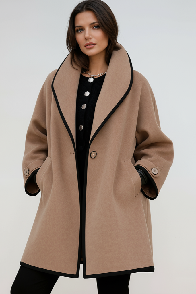 WOOL COAT | OVERSIZED SWING JACKET WITH WIDE COLLAR