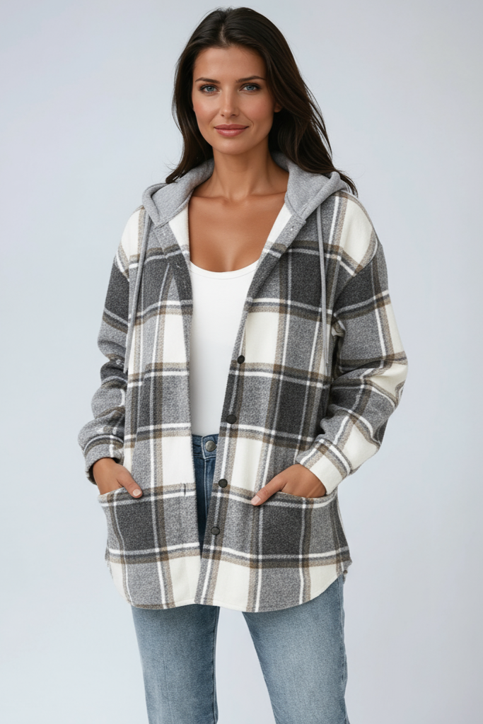 PLAID JACKET | HOODED OVERSIZED COAT