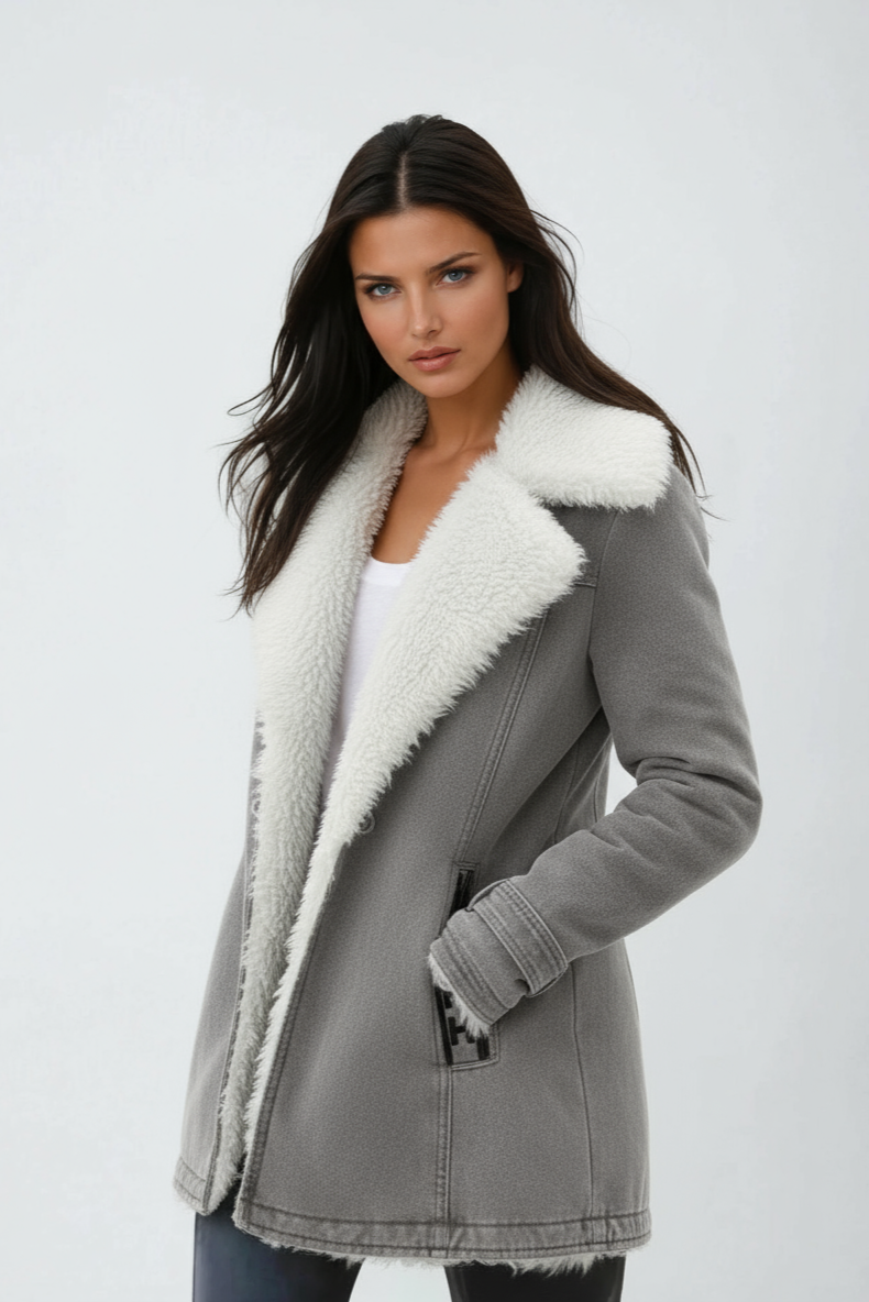 SUEDE WOOL WINTER COAT – WARM LINING