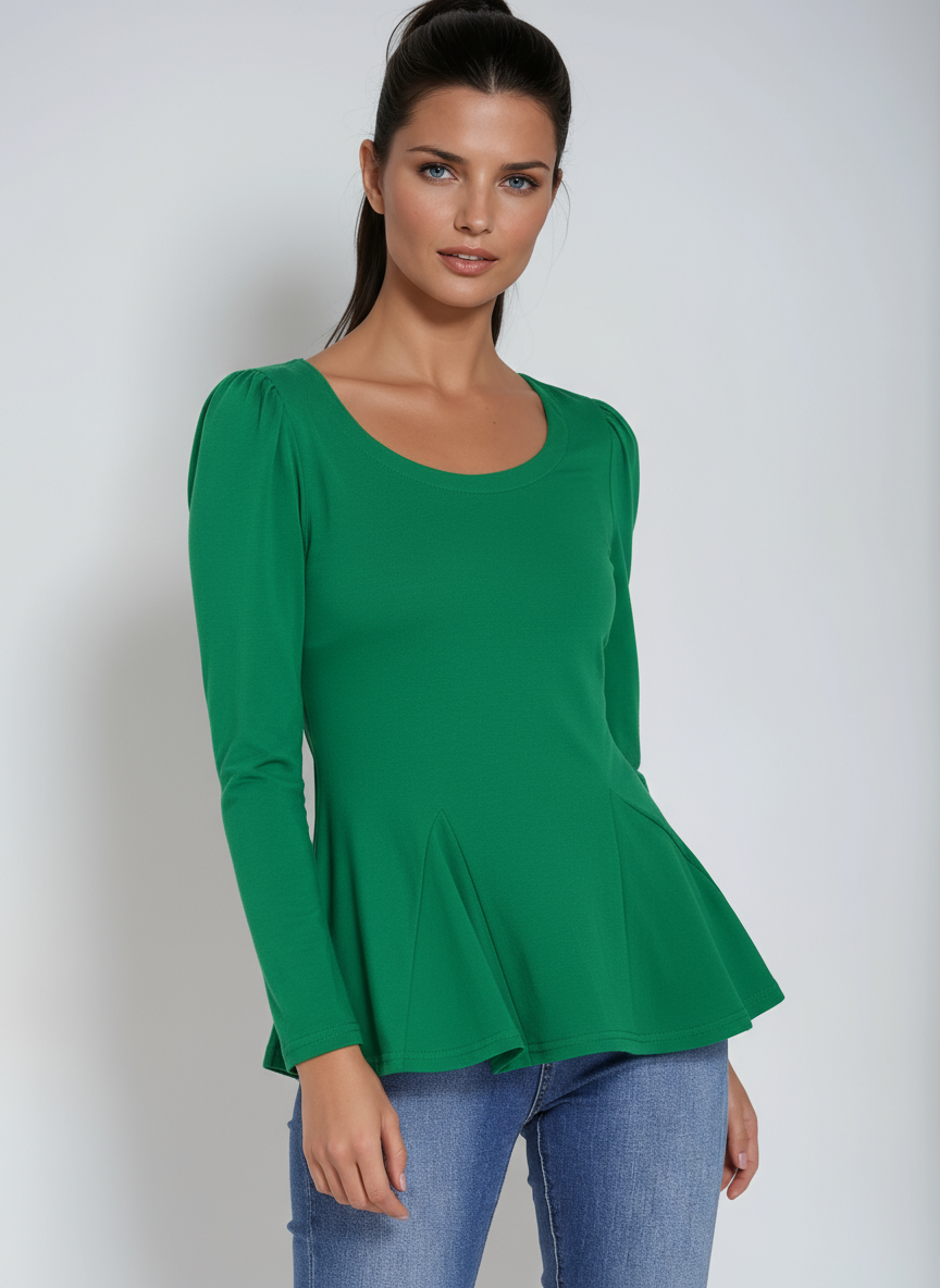 ELEGANT FLOW | LONG SLEEVE PEPLUM TOP