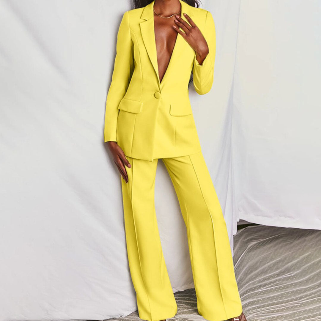 ELEGANT BLAZER AND WIDE LEG TROUSERS SET