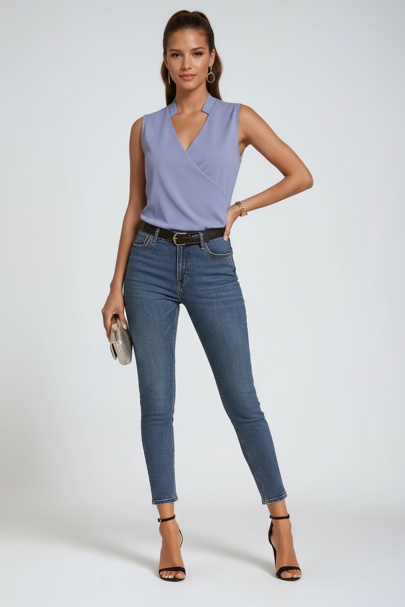 CITY CHIC | SLEEVELESS V-NECK BLOUSE