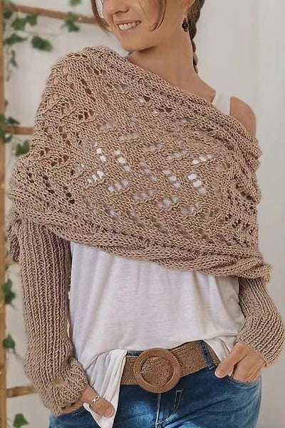 WOMEN’S KNIT SHRUG | OFF-SHOULDER PULLOVER