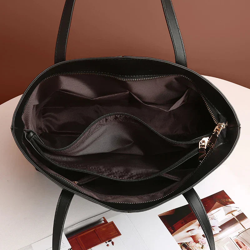 HANDBAG | CLASSIC LEATHER TOTE BAG WITH LONG STRAPS