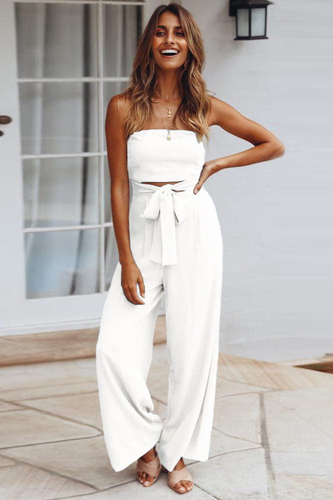 SUNSET CHIC | STRAPLESS BELTED JUMPSUIT