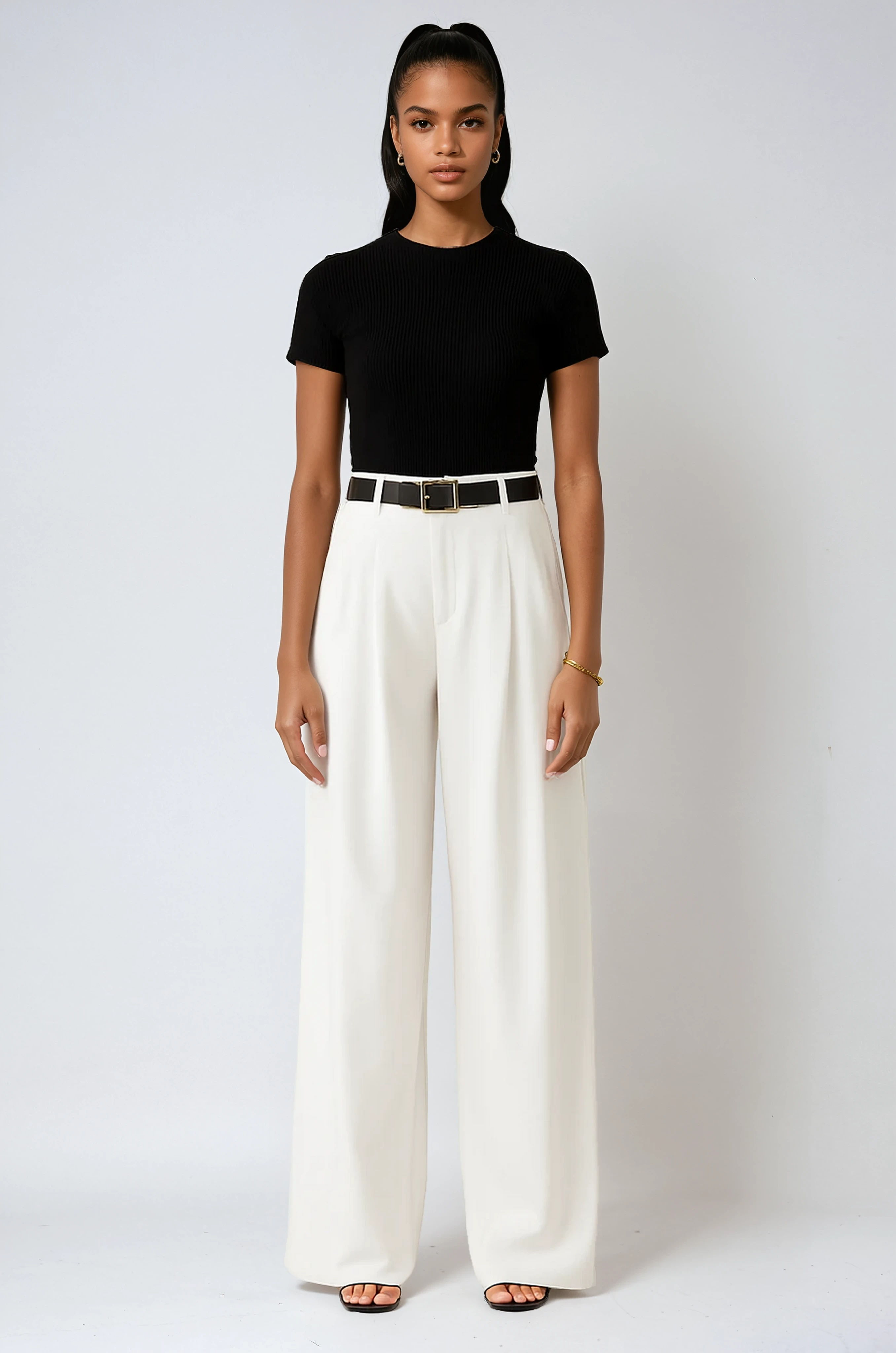 TIMELESS CHIC | HIGH WAIST WIDE LEG TROUSERS IN WHITE