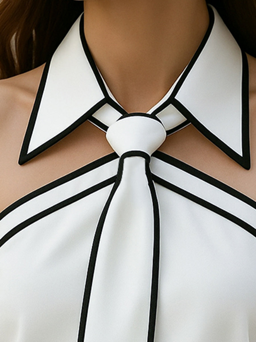 WOMEN’S PARTY TOP | HALTER COLLAR KNOT DESIGN BLOUSE