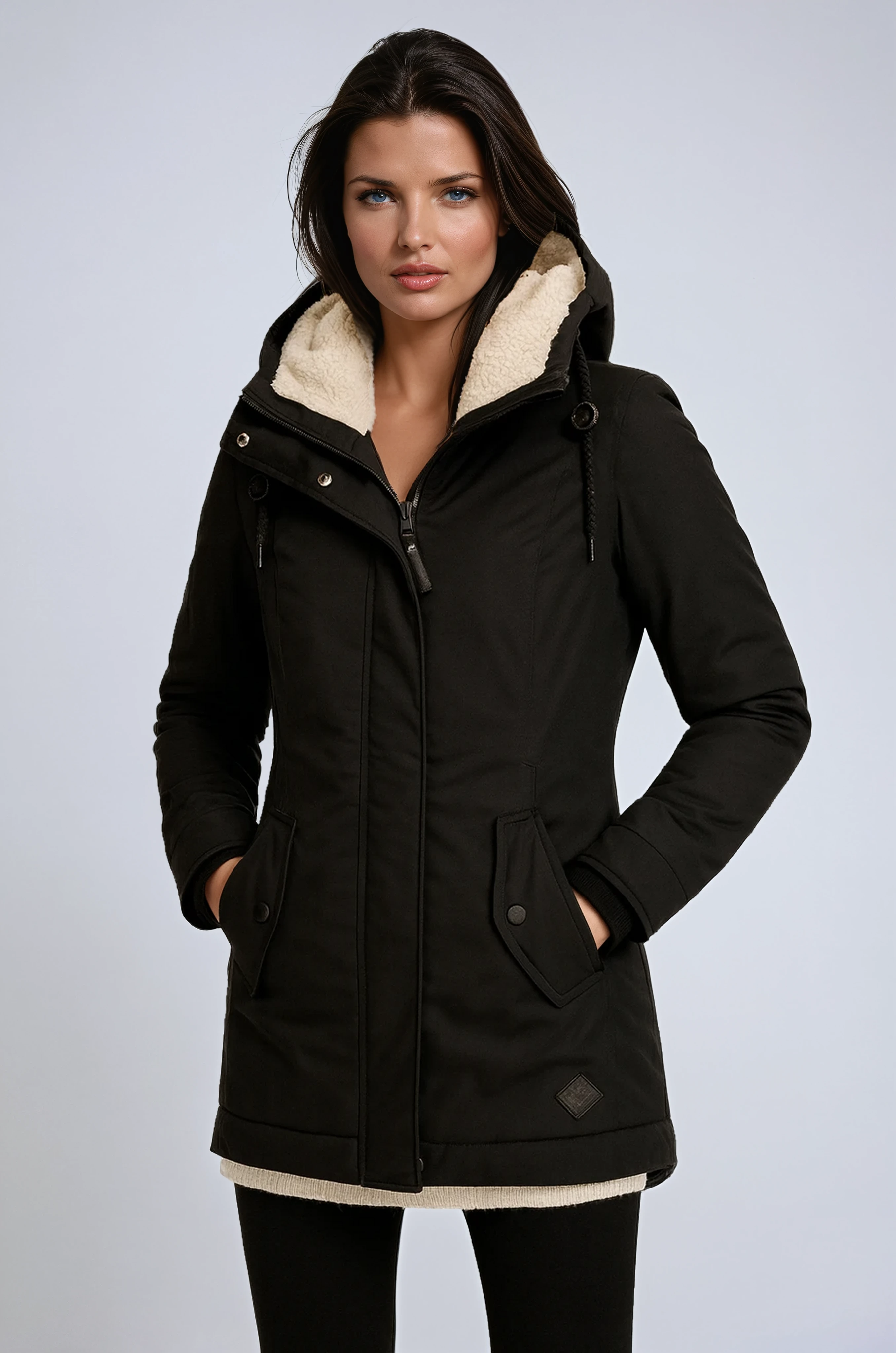 PARKA COAT | WINTER JACKET WITH FLEECE HOOD