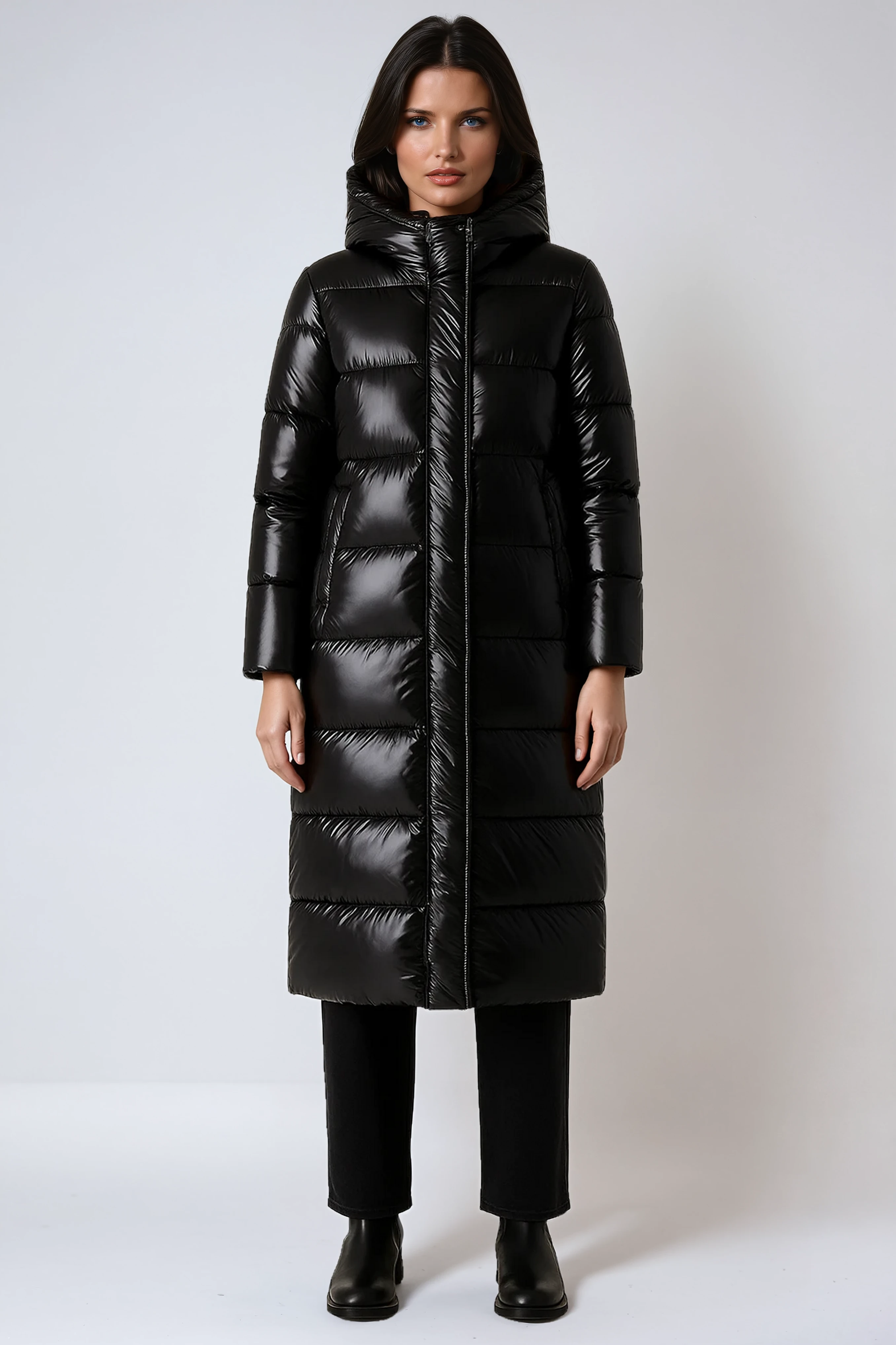 LONG HOODED PUFFER COAT