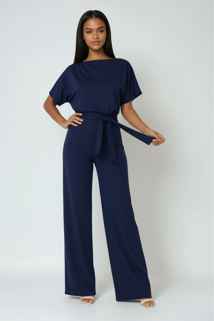 EFFORTLESS CHIC | WIDE-LEG JUMPSUIT WITH WAIST TIE