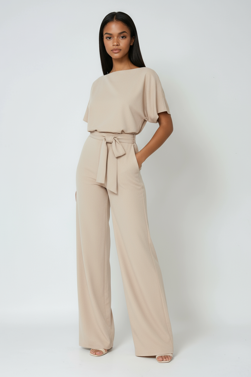 EFFORTLESS CHIC | WIDE-LEG JUMPSUIT WITH WAIST TIE
