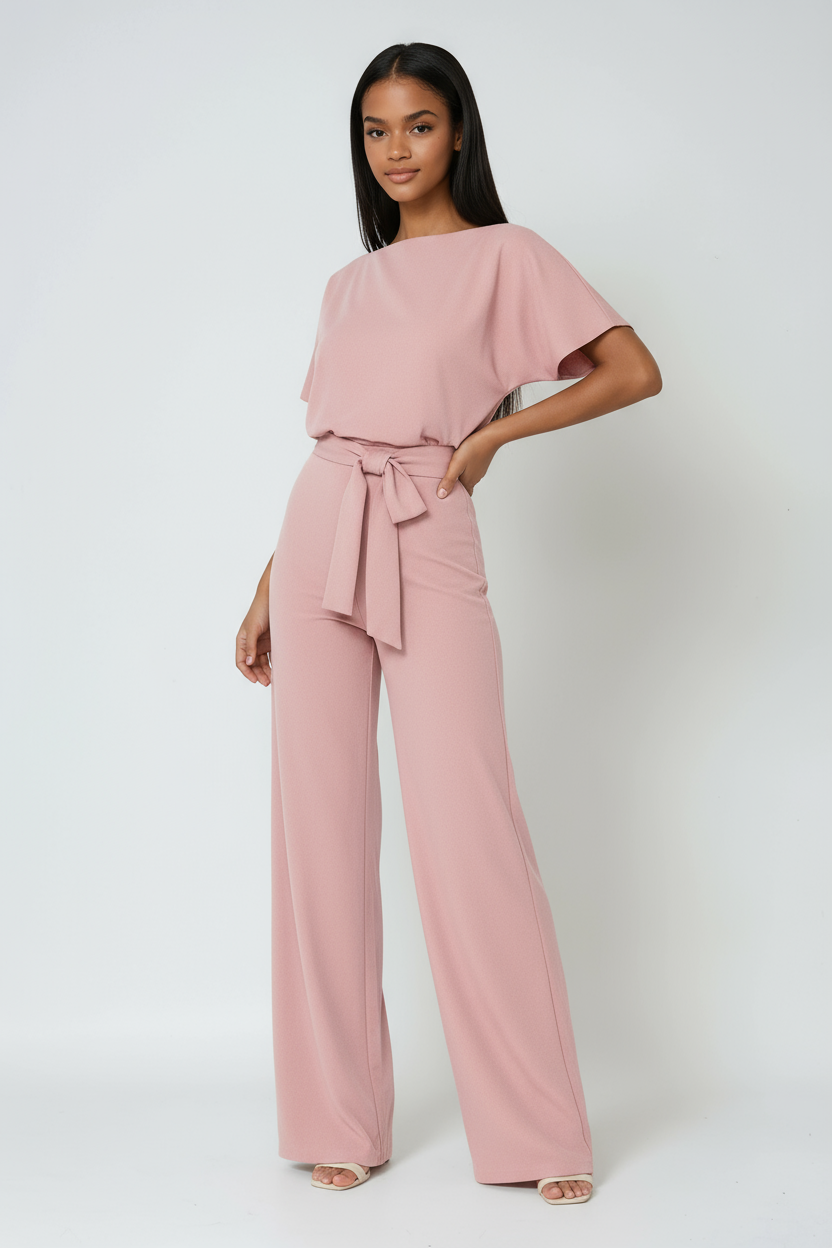 EFFORTLESS CHIC | WIDE-LEG JUMPSUIT WITH WAIST TIE