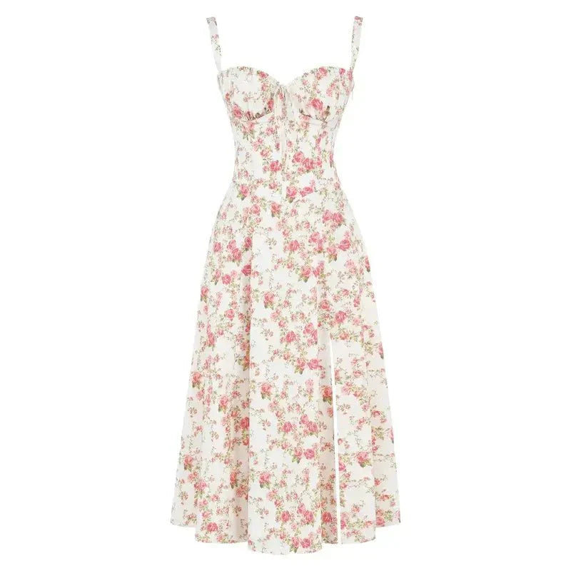 BUSTIER PARTY DRESS | STRUCTURED CORSET STYLE WITH FRONT SLIT