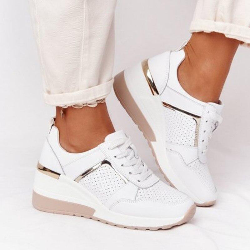 SNEAKERS | COMFORT WEDGE SNEAKERS WITH METALLIC ACCENTS