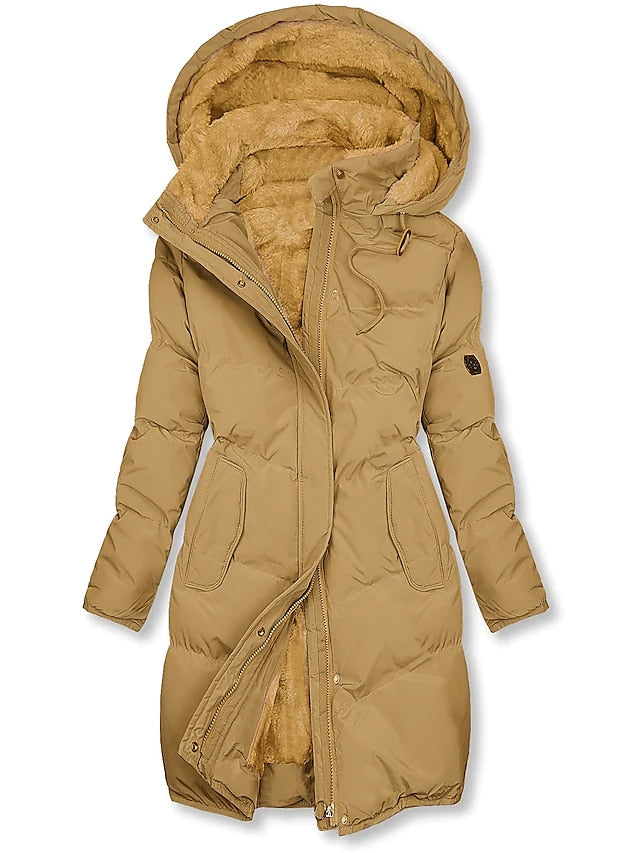 PUFFER COAT | MID LENGTH WINTER JACKET WITH HOOD